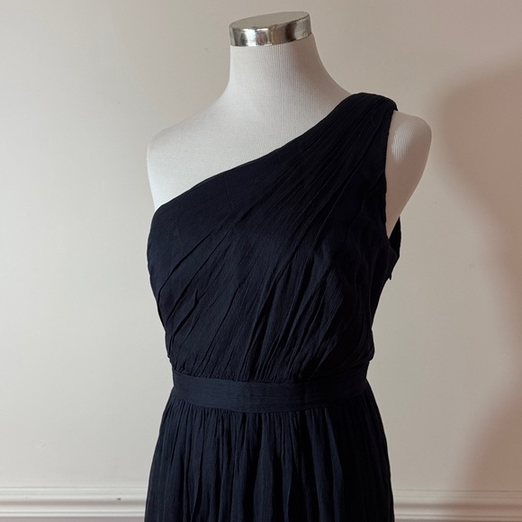 J.Crew Silk Chiffon Kylie Dress 10 $365 Navy Maxi One Shoulder Gown - Picture 3 of 6